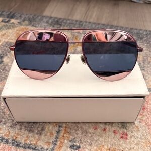 Dior Rose-Tinted Split Aviator Sunglasses /w Case
